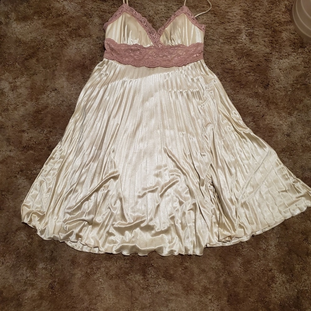 Champagne and light pink cocktail dress.